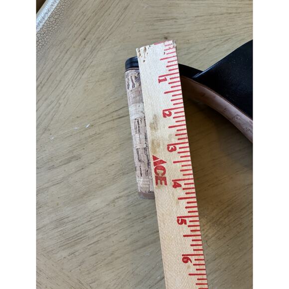 Y2K Open Toe Black Leather Soles Cork Wedge Platform Mules High Heels Clogs Sz 7 - Picture 6 of 10